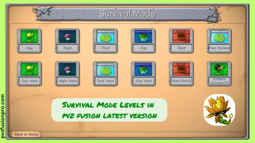 PVZ Fusion Survival mode levels and Difficulties