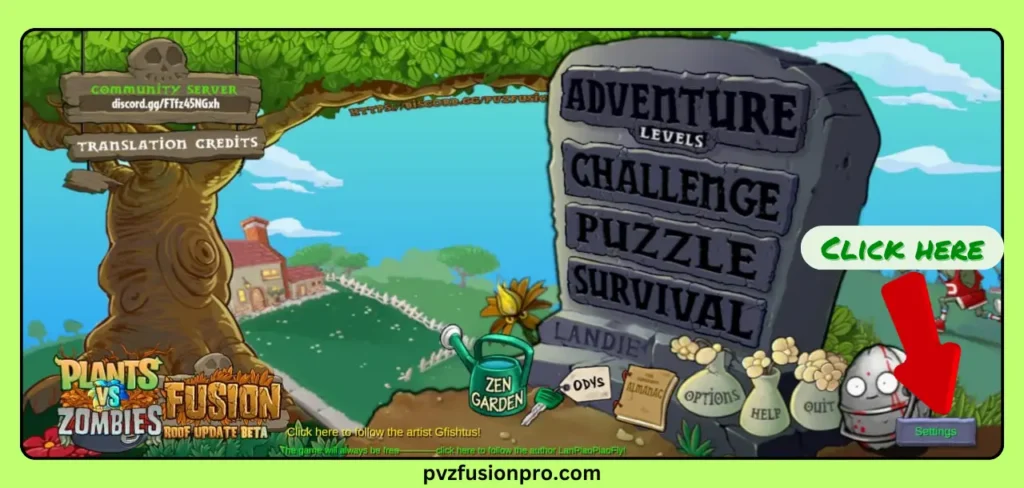 Opening Settings in PVZ Fusion Mod 